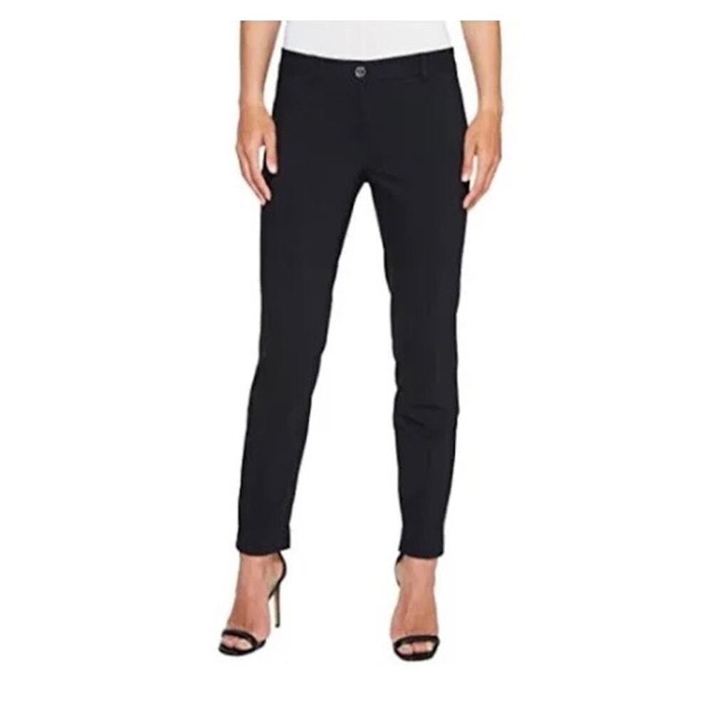 Michael Kors Brushed Skinny Black Ankle Pants, Women's Size 2 Tapered, Slit